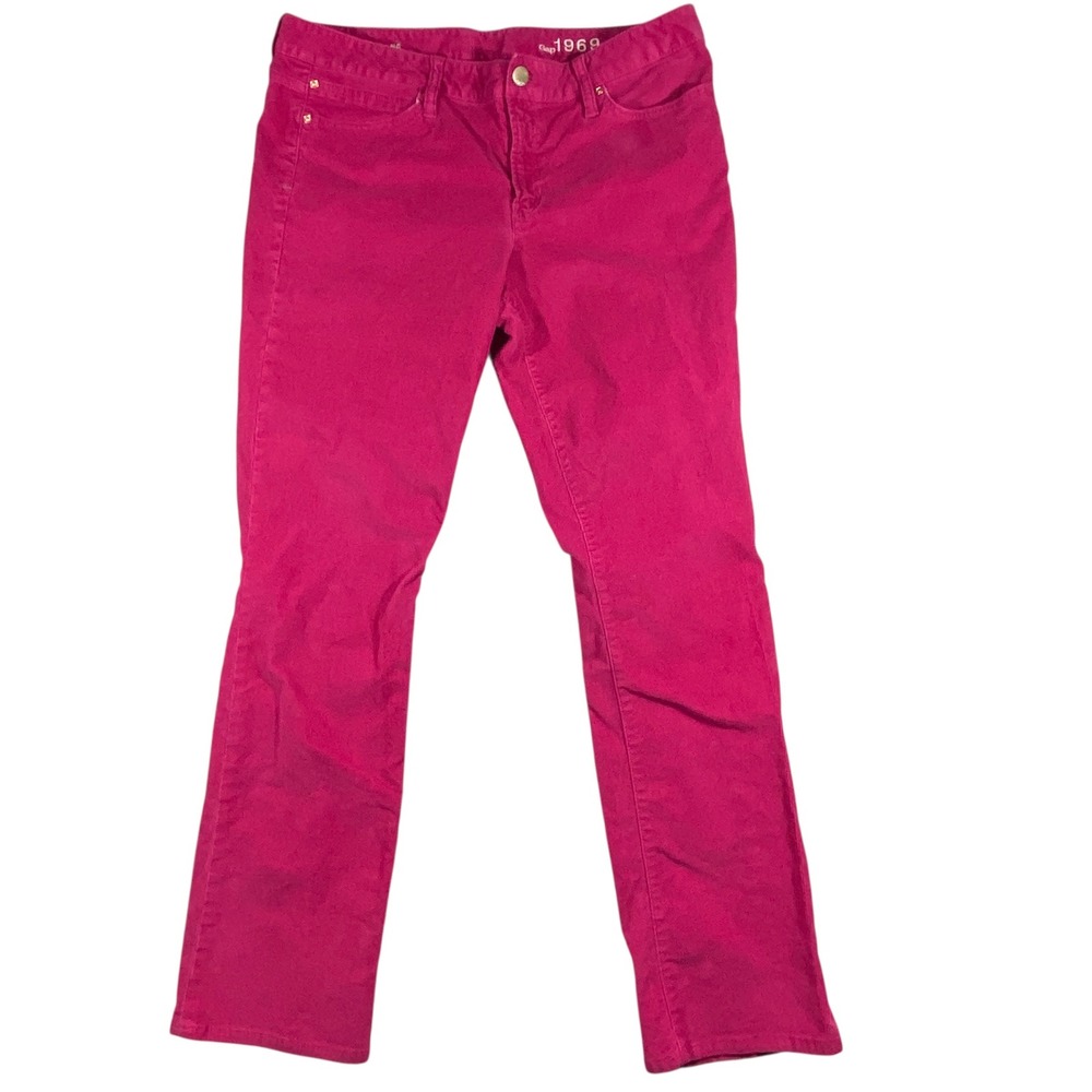 Gap 1969 Real Straight Pink Corduroy Pants Womens Size 33/16 Straight Leg‎
